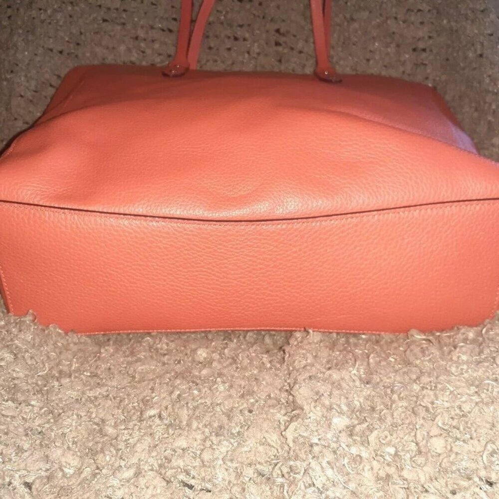 COACH-Turn Lock Town Tote-Scarlet Red Pebbled Leather-Silver Hardware-NEW - Picture 6 of 8